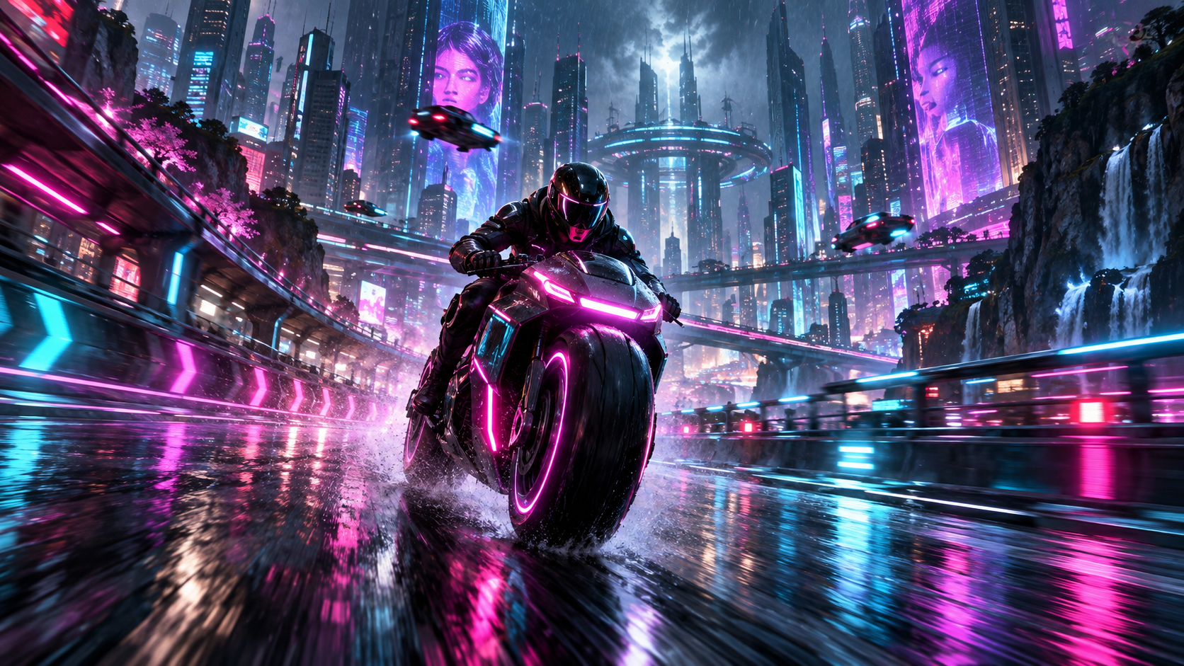 Neon cyberpunk futurism