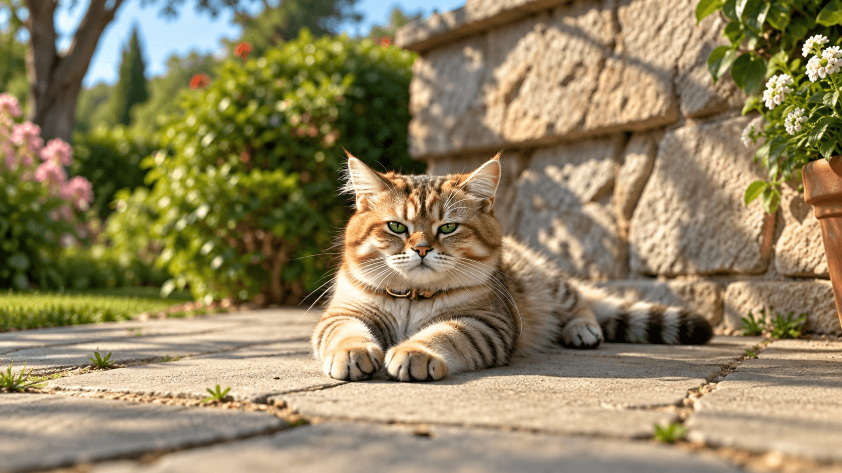 Expressive cat in warm light