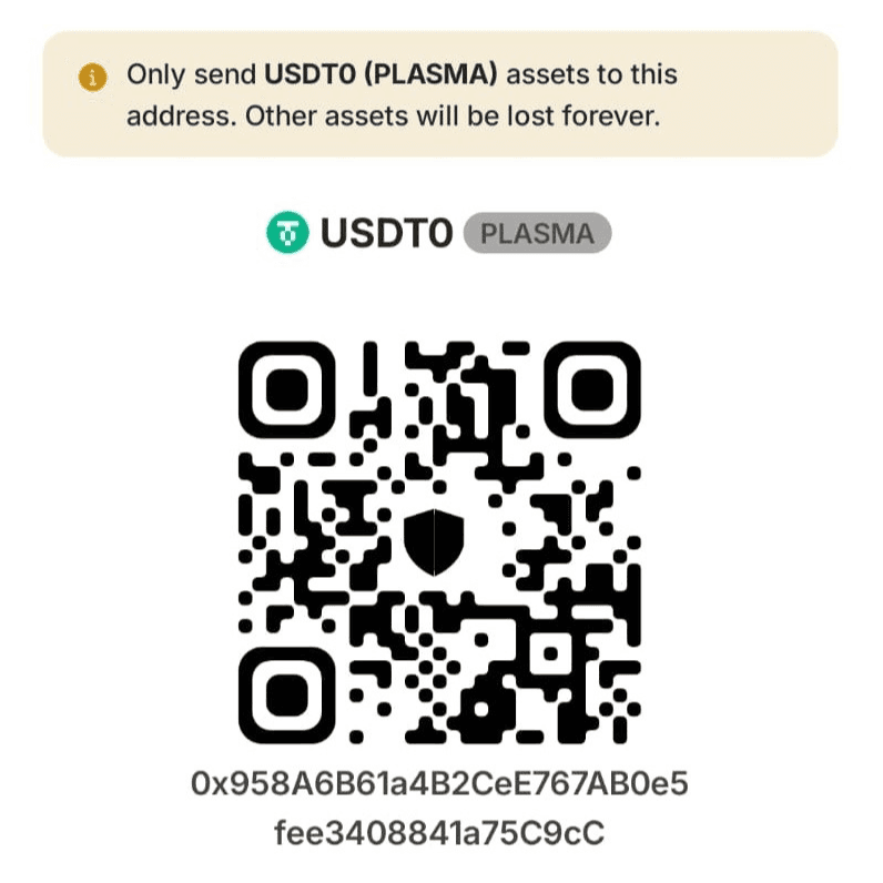 QR code for USDT0 on Plasma Network